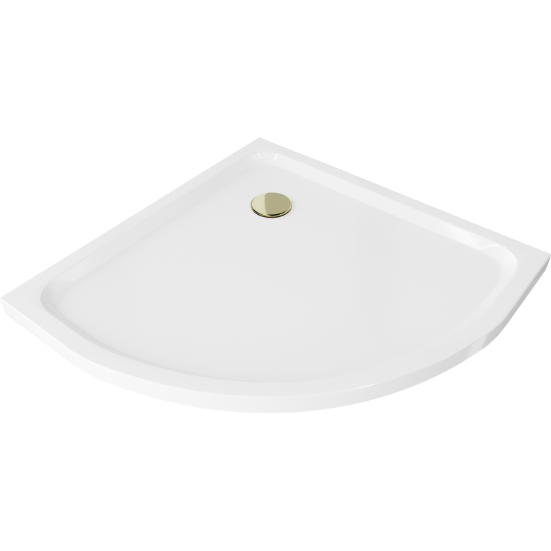 Mexen Flat полукръгло душ кабинка 100 x 100 см, бяло, златен сифон - 41101010G