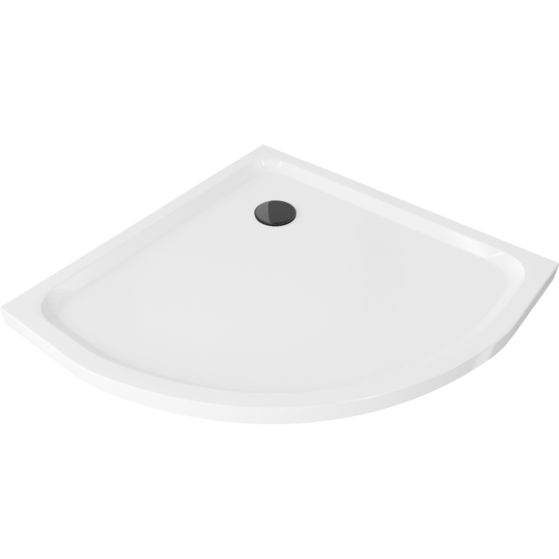 Mexen Flat полукръгъл душ под 100 x 100 см, бял, черна сифона - 41101010B