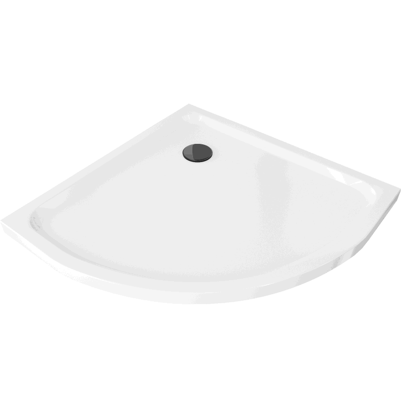 Mexen Flat полукръгъл тънък душ корито 100 x 100 см, бял, сифон черен - 41101010B