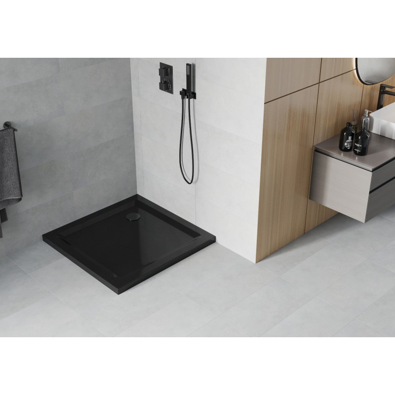 Mexen Flat квадратен душ корито слим 70 x 70 см, черен, сифон черен - 40707070B