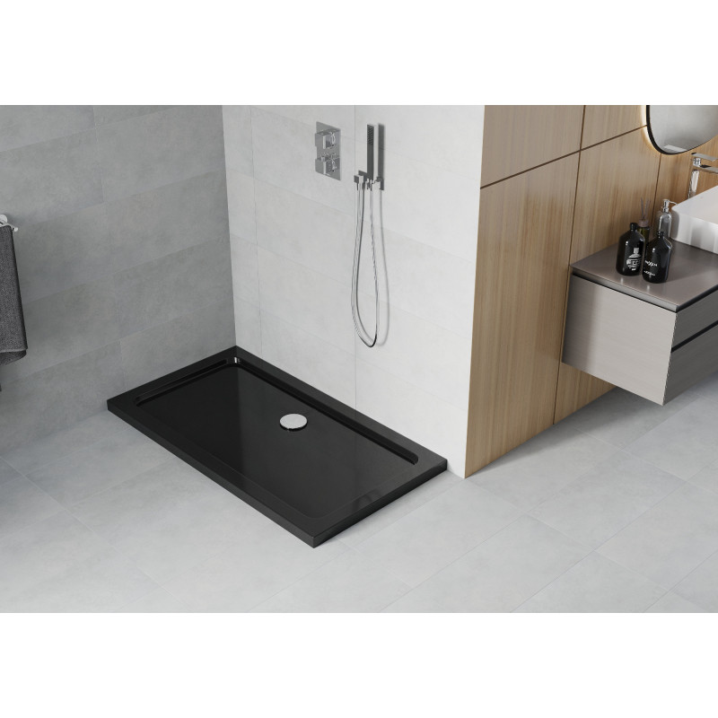 Mexen Flat правоъгълна душ кабина slim 120 x 70 см, черна, сифон хром - 40707012