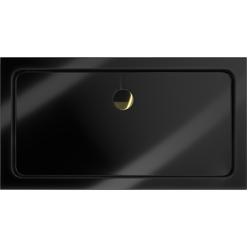 Mexen Flat правоъгълен душов поддон slim 120 x 70 см, черен, сифон златен - 40707012G