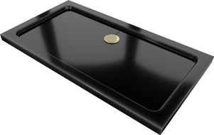 Mexen Flat правоъгълна тънка подложка 130 x 70 см, черна, сифон златен - 40707013G