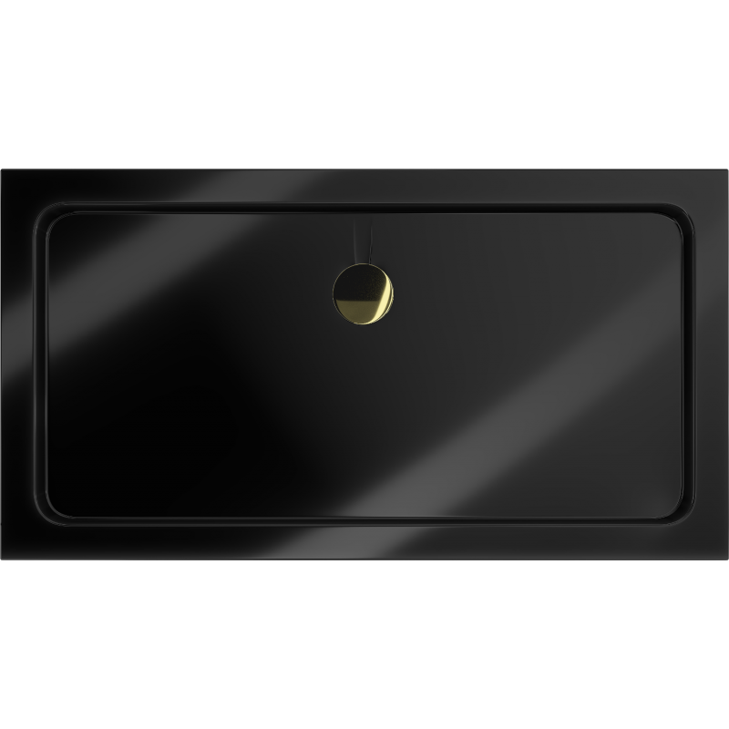Mexen Flat правоъгълно тънко корито 130 x 70 см, черно, сифон златен - 40707013G