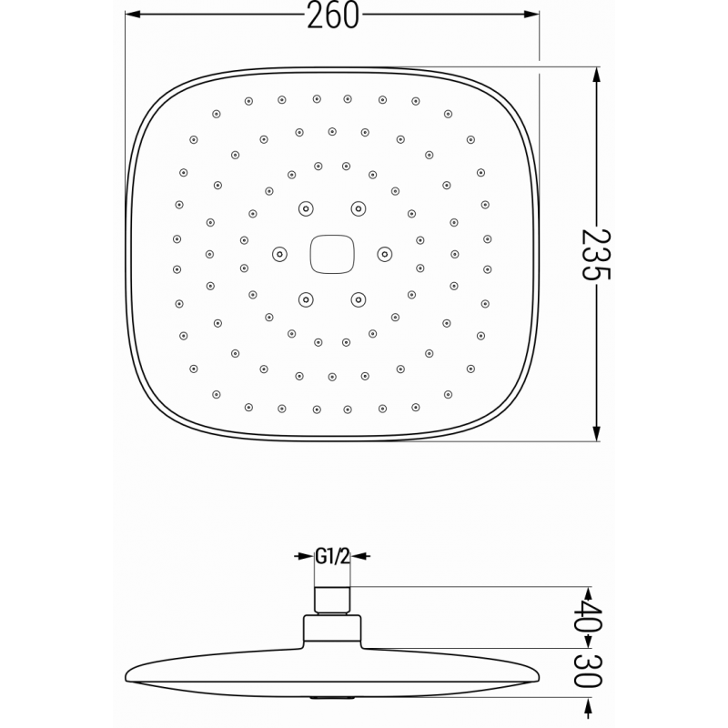 Mexen D-33 Душ глава 23x23 см, хром - 79733-00