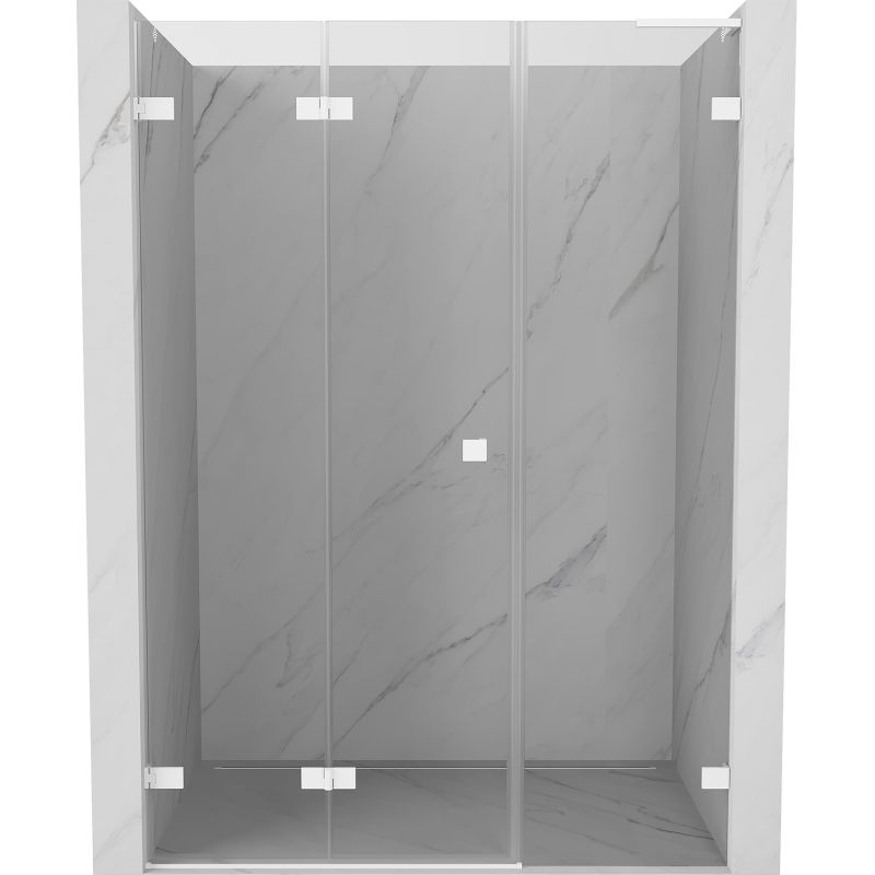 Mexen Lunar-F L сгъваеми душ врати леви 125 cm, прозрачни, бели - 836SL-125-050-20-00-L