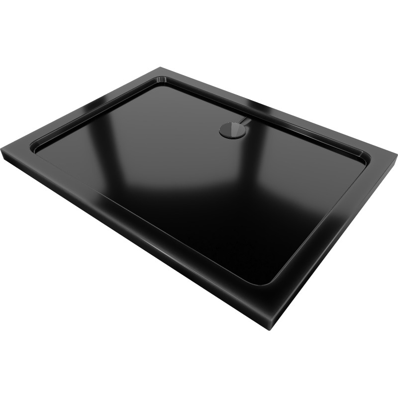 Mexen Flat правоъгълна душ корито тънка 130 x 80 см, черна, черен сифон - 40708013B