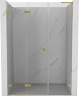 Mexen Lunar-F L сгъваеми леви душ врати 140 cm, прозрачни, златисто четкани - 836SL-140-050-55-00-L