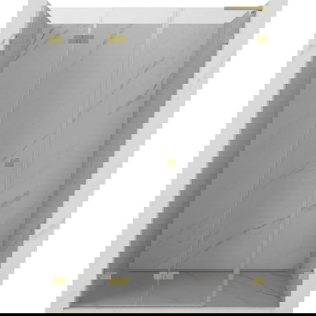 Mexen Lunar-F L сгъваеми душ врати ляво 145 см, прозрачни, златно четкани - 836SL-145-050-55-00-L