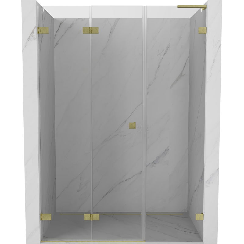 Mexen Lunar-F L сгъваеми врати за душ, лява 150 cm, прозрачна, златни матови - 836SL-150-050-55-00-L