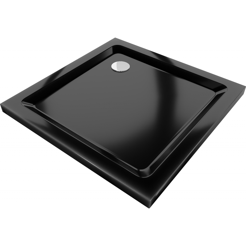 Mexen Flat квадратен тънък душ корито 100 x 100 см, черен, сифон хром - 40701010