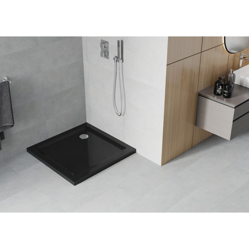 Mexen Flat квадратен душ подложка slim 100 x 100 cm, черен, сифон хром - 40701010