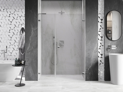 Mexen Lunar-B L сгъваеми стъклени врати за душ десни 130 см, прозрачни, хром - 832SL-130-050-01-00-P