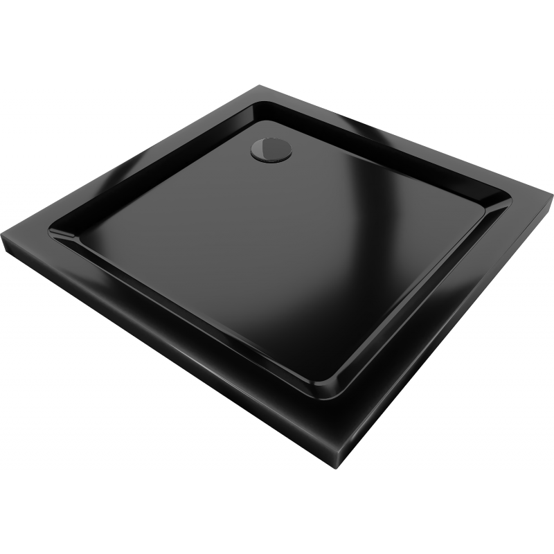 Mexen Flat квадратен душов поддушник Slim 100 x 100 см, черен, черен сифон - 40701010B