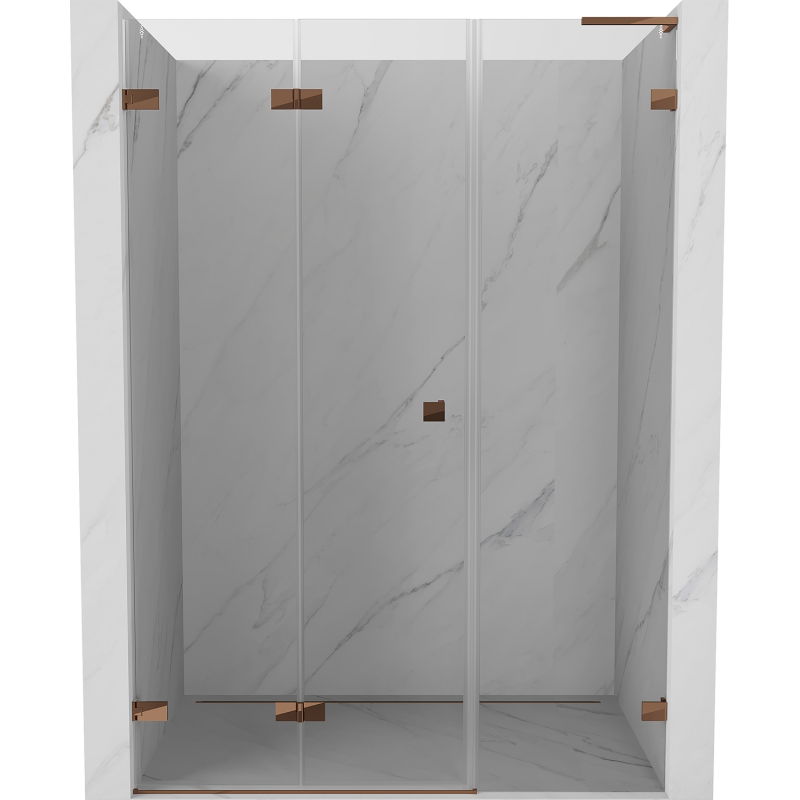 Mexen Lunar-F L сгъваеми душ врати лява 130 cm, прозрачни, розово злато - 836SL-130-050-60-00-L