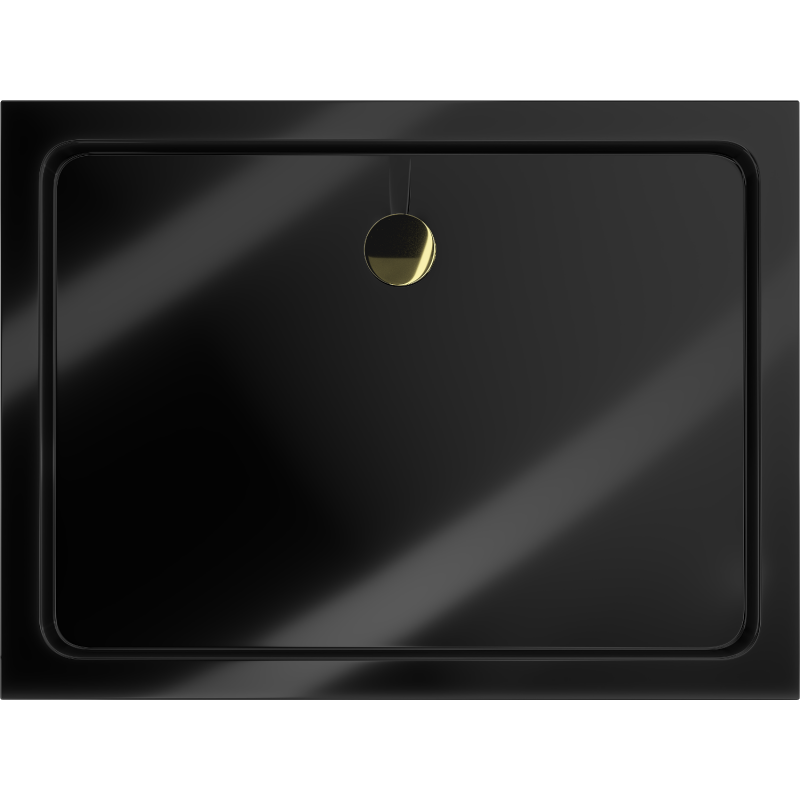 Mexen Flat правоъгълна тънка душ корито 140 x 100 см, черен, златен сифон - 40701014G