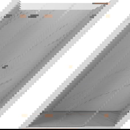 Mexen Lunar-F L сгъваеми душ врати леви 140 см, прозрачен, четкана мед - 836SL-140-050-65-00-L