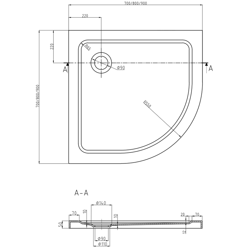 Mexen Rio полукръгла душ кабина 80 x 80 см, прозрачна, златна + поддушово корито Flat, бяло - 863-080-080-50-00-4110G