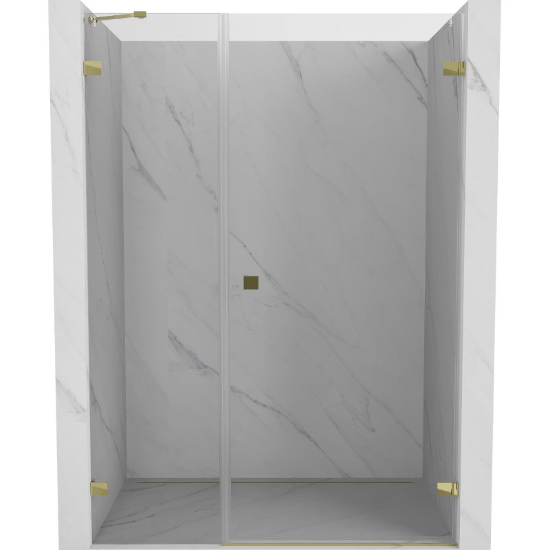 Mexen Lunar-B сгъваеми душ врати, десен, 140 cm, прозрачни, златисти - 832S-140-050-50-00-P