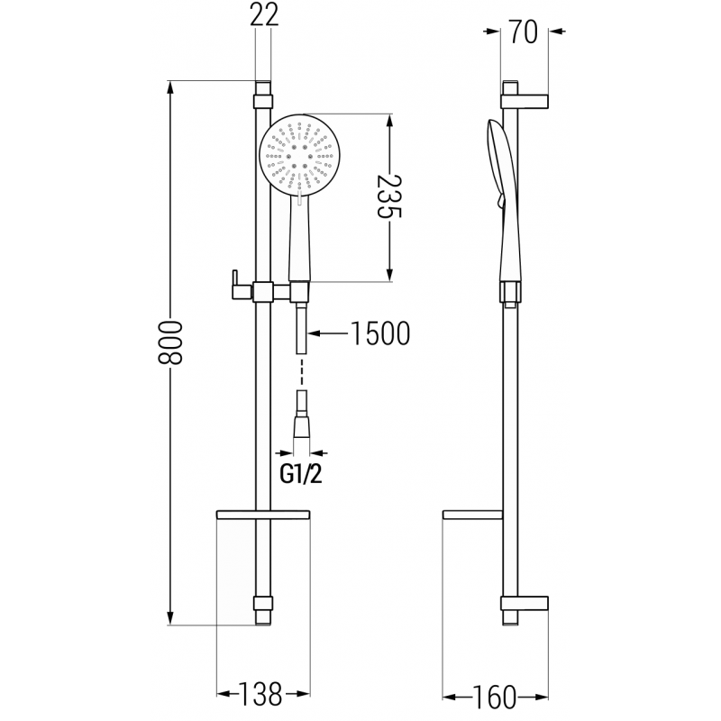 Mexen DQ67 плъзгащ се душ комплект, хром - 785674581-00