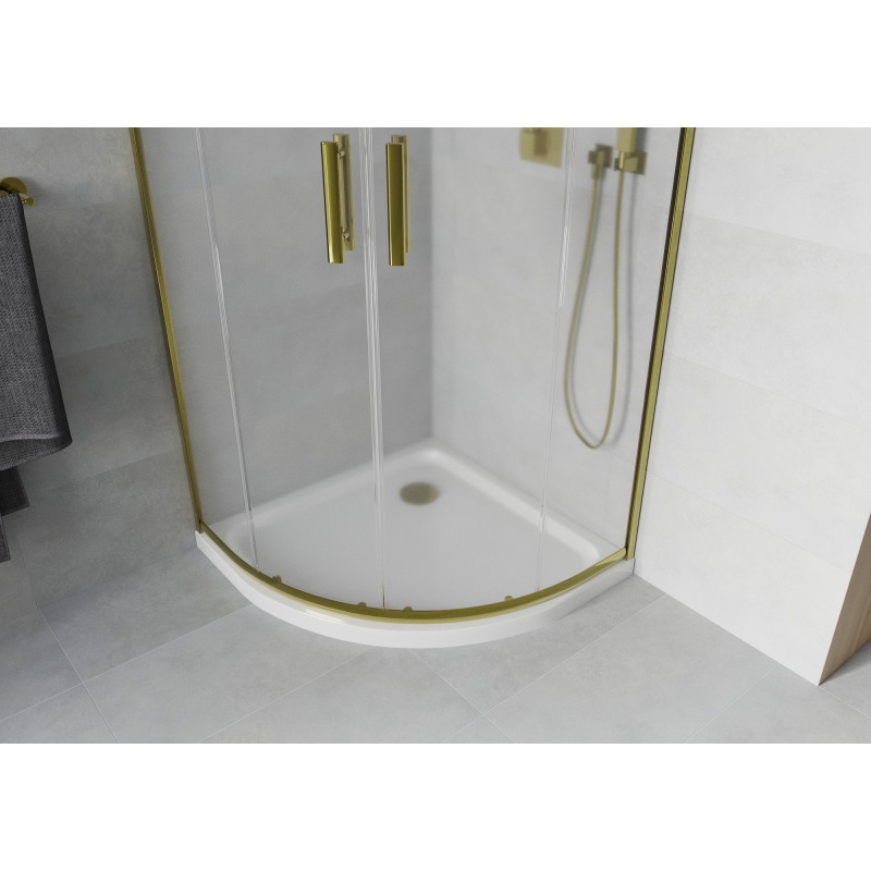Mexen Rio душ кабина полукръгла 80 x 80 см, матирана, златна + поддушник Flat,