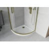 Mexen Rio полуокръгла душ кабина 90 x 90 см, матирана, златна + поддушово корито Flat, бяла - 863-090-090-50-30-4110G