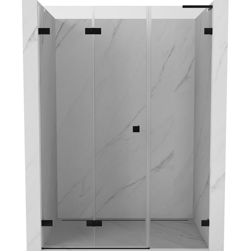 Mexen Lunar-F L сгъваеми душ врати леви 125 cm, прозрачни, черни - 836SL-125-050-70-00-L