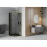 Mexen Rio душ кабина полукръгла 80 x 80 см, графит, златна + подложка Flat, черна - 863-080-080-50-40-4170G