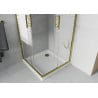 Mexen Rio квадратна душ кабина 70 x 70 cm, бели ленти, златна + поддушово корито Flat, бял - 860-070-070-50-20-4010G