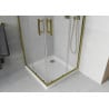 Mexen Rio квадратна душ кабина 80 x 80 см, матирана, златна + бял корито Flat - 860-080-080-50-30-4010G