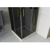 Mexen Rio квадратна душ кабина 70 x 70 см, графит, злато + корито Flat, бяло