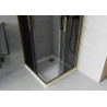 Mexen Rio квадратна душ кабина 70 x 70 см, графит, злато + корито Flat, бяло