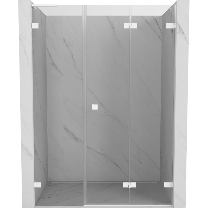 Mexen Lunar-F L сгъваеми душ врати отдясно 120 cm, прозрачни, бели - 836SL-120-050-20-00-P