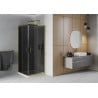 Mexen Rio квадратна душ кабина 80 x 80 см, графит, злато + корито Flat, бяло