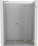 Mexen Lunar-F L сгъваеми душ врати десни 150 см, прозрачни, златисти - 836SL-150-050-50-00-P