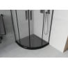 Mexen Rio полукръгла душ кабина 80 x 80 cm, мразовито стъкло, черна + корито Flat, черно - 863-080-080-70-30-4170B