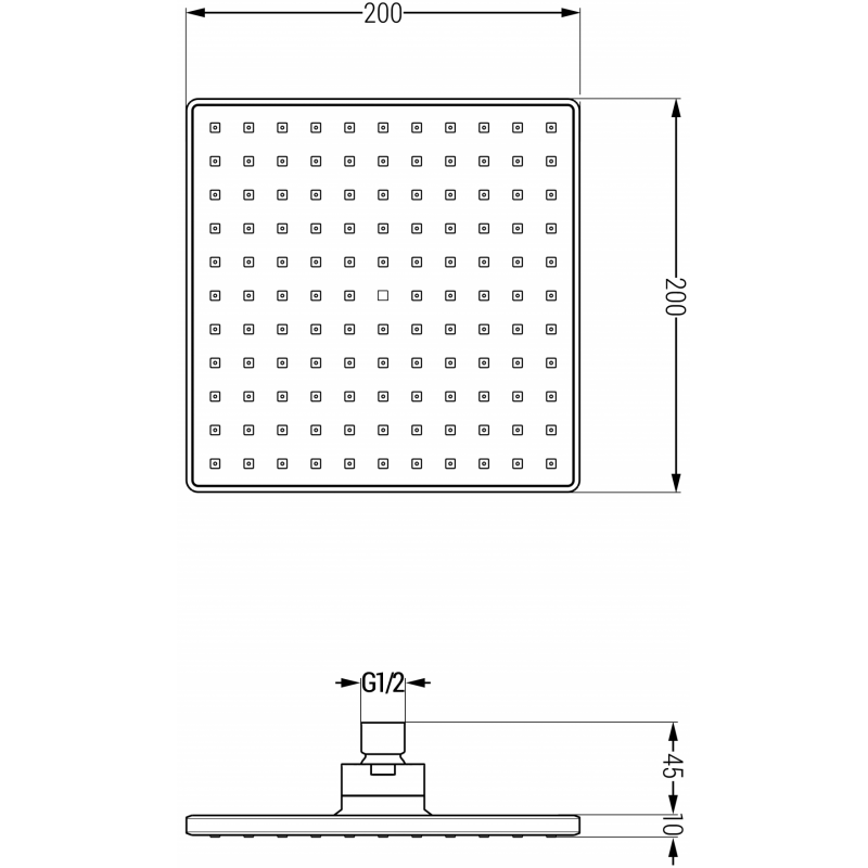 Mexen D-45 дъждовалка 20x20 см, златна - 79745-50