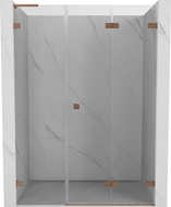 Сгъваеми душ врати Mexen Lunar-F L, десни 145 cm, прозрачни, матиран мед - 836SL-145-050-65-00-P