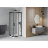 Кабина за душ Mexen Rio квадратна 80 x 80 см, прозрачна, черна + поддържка Flat, бяла - 860-080-080-70-00-4010B