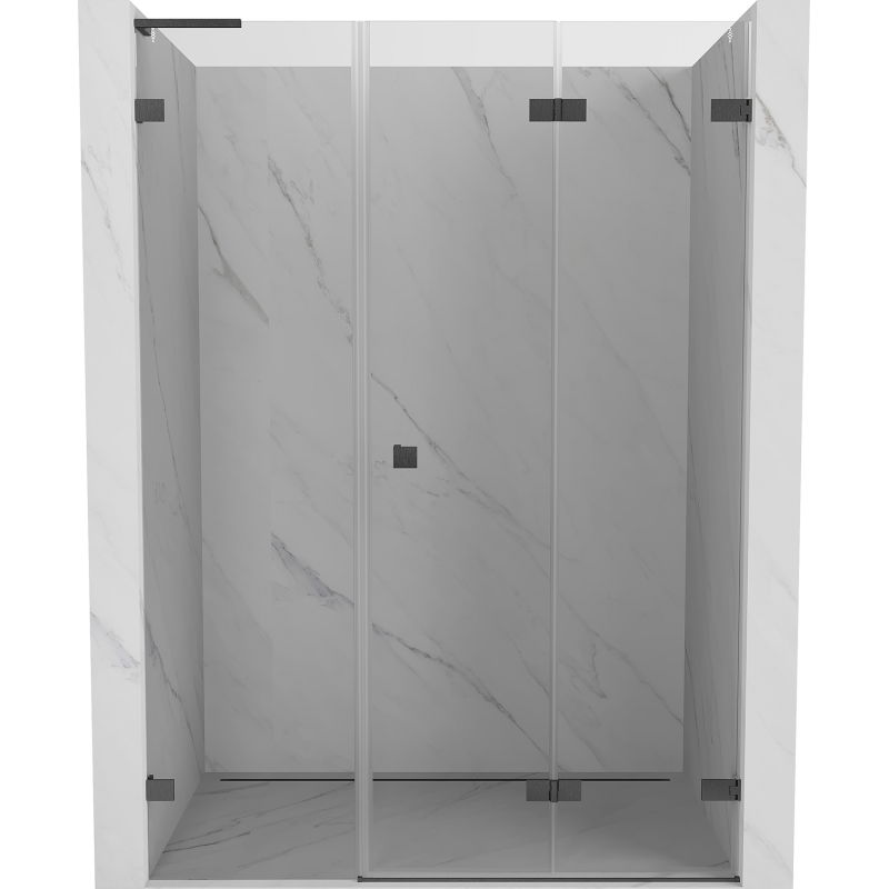 Mexen Lunar-F L сгъваеми душ врати, дясни 140 см, прозрачни, четка Gun Gray - 836SL-140-050-66-00-P