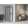 Mexen Rio квадратна душ кабина 80 x 80 см, матирана, черна + корито Flat, бяло