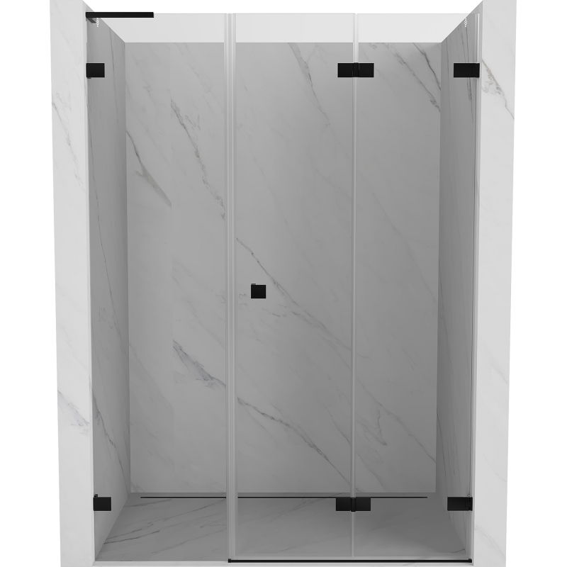 Mexen Lunar-F L сгъваеми душ врати десни 150 см, прозрачни, черни - 836SL-150-050-70-00-P