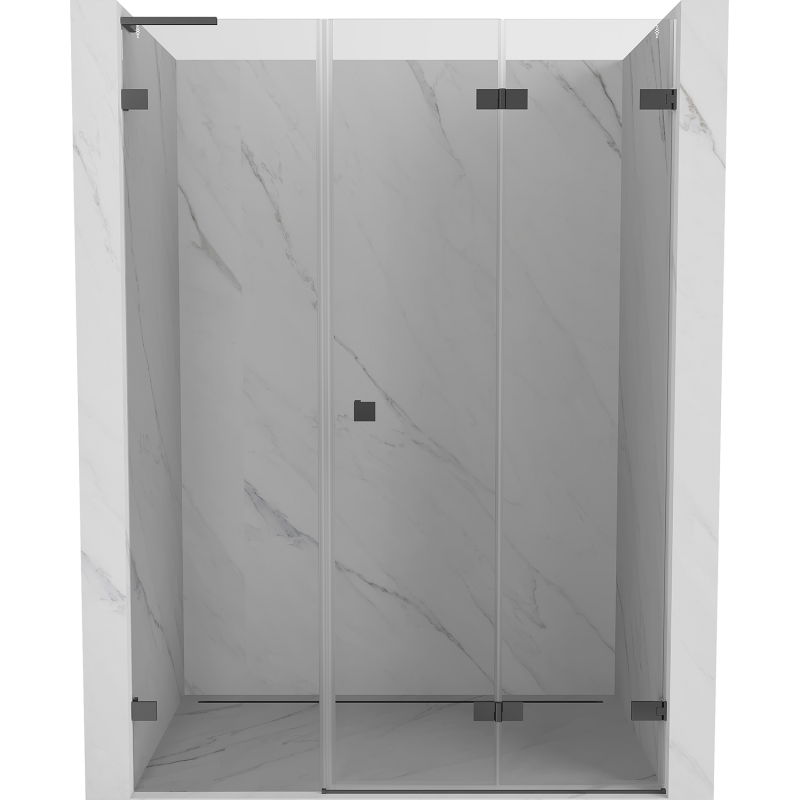 Mexen Lunar-F L сгъваеми душ врати десни 140 см, прозрачни, gun metal - 836SL-140-050-95-00-P