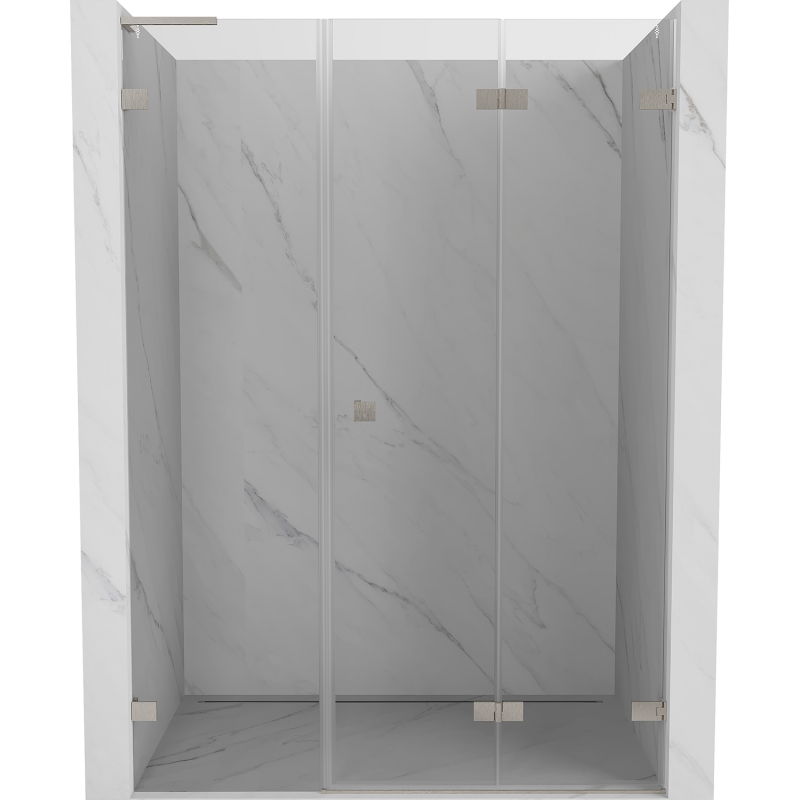Mexen Lunar-F L сгъваеми душ врати десни 120 cm, прозрачни, матиран никел - 836SL-120-050-97-00-P