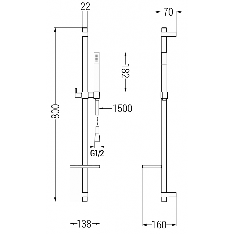 Mexen DQ70 движещ се душ комплект, розово злато - 785704581-60