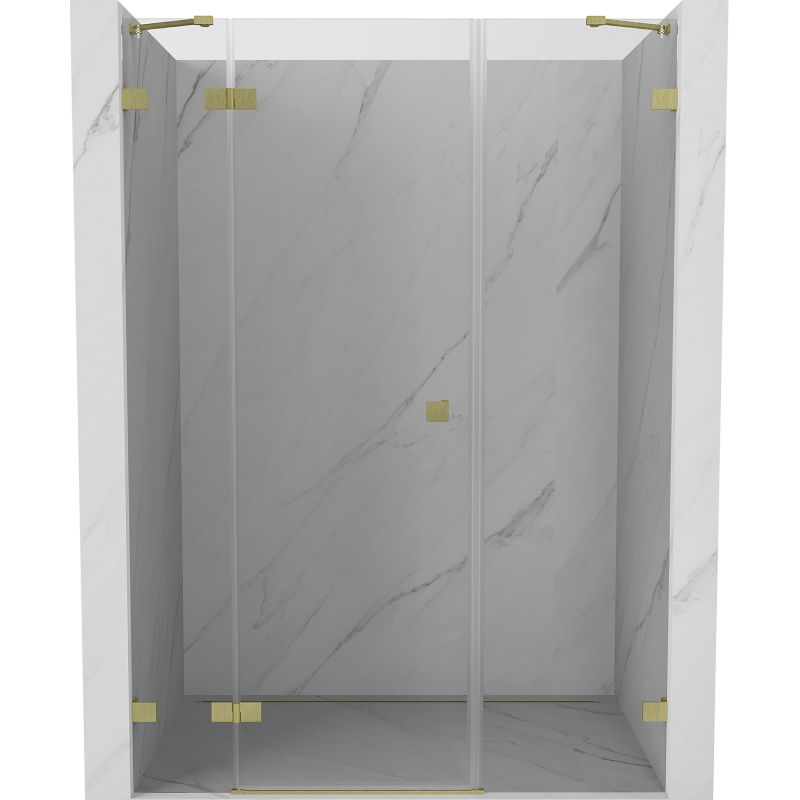 Mexen Lunar лява отваряема душ врата 130 см, прозрачна, златисто матова - 834S-130-050-55-00-L