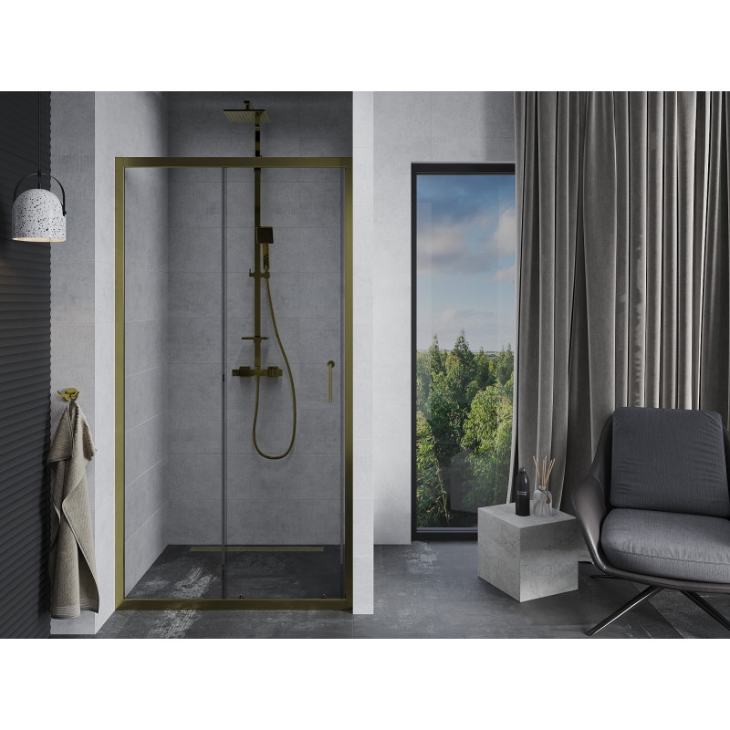 Mexen Apia плъзгащи се душ врати 95 cm, прозрачни, златни - 845-095-000-50-00