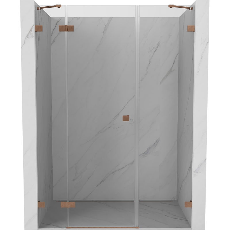 Mexen Lunar лява врата за душ, 120 см, прозрачна, матирано медна - 834S-120-050-65-00-L