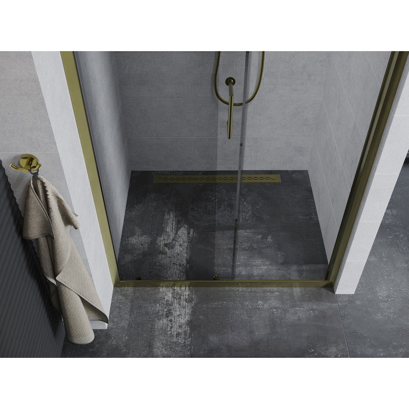 Mexen Apia плъзгащи се душ врати 115 см, прозрачни, златни - 845-115-000-50-00