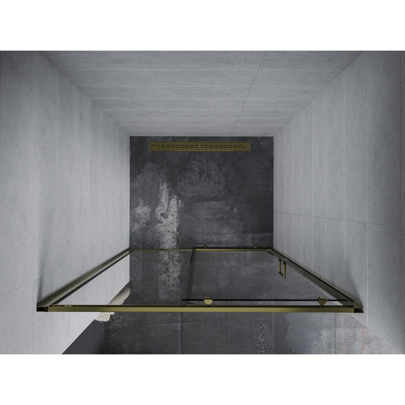 Mexen Apia плъзгащи се душ врати 130 см, прозрачни, златни - 845-130-000-50-00